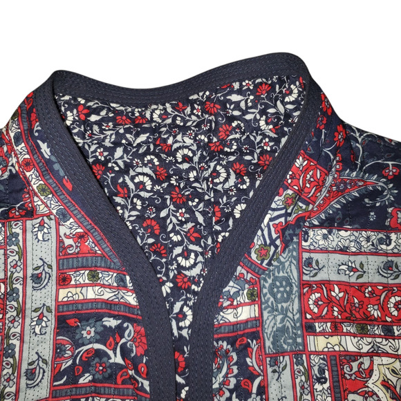 Vintage Reversible Quilted Patchwork Floral Cardigan M/L Handmade Boho Jacket - Picture 4 of 13